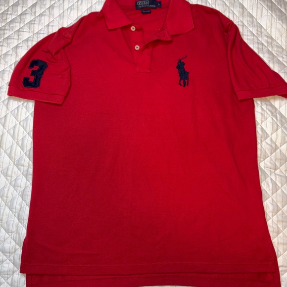 Polo Ralph Lauren Other - Polo Ralph Lauren Red Big Pony Polo Shirt Size L Navy #3 Sleeve USA Classic Fit